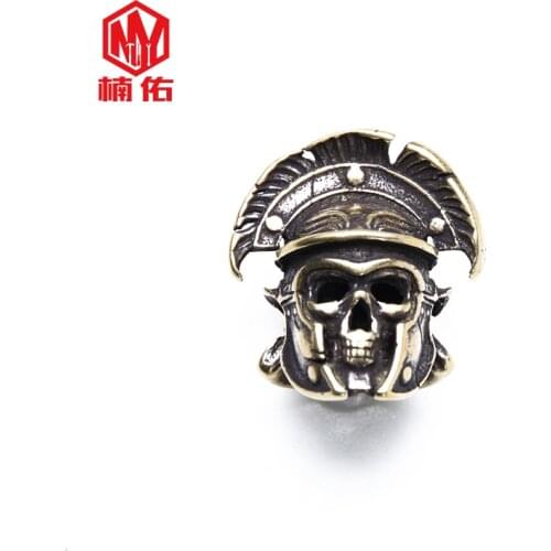 1PC Spartan Skull Helmet Retro Brass Oxide EDC Paracord Beads Umbrella Rope Cord Lanyard Pendants Knife Beads Accessories