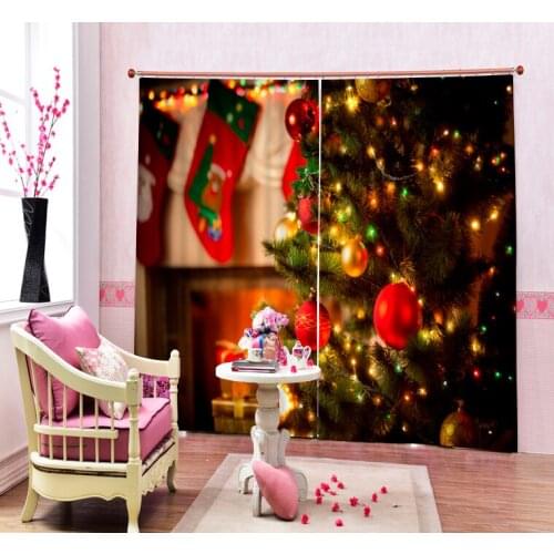 Modern Fashion Christmas party 3D Blackout Window Curtains For Bedding room Living room Hotel Drapes Cortinas Para Sala