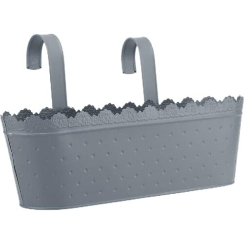 Bucket Home Decoration Balcony Garden Flower Stand Plant Pots Boxes Metal Planter Iron 17cm Height 12 PCS Durable Railing Fence