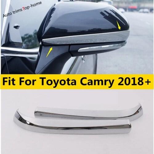 Yimaautotrims Side Door Rearview Mirror Streamer Strip Cover Trim 2 Pcs Fit For Toyota Camry 2018 - 2021 ABS Chromium Styling
