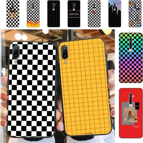 YNDFCNB Checkerboard Plaid Black Phone Case for Vivo Y91C Y11 17 19 53 81 31 91 55 V17 11i 9 fot oppo