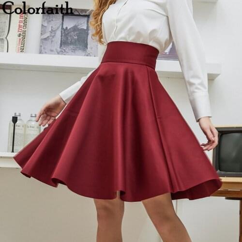 2021 New Fashion Women Cotton Space Knee-Length Big Swing Umbrella Skirt High Waist Vintage Ladies Midi Saia Skater Skirt SK7340