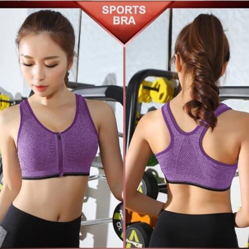 Women Zipper Push Up Sports Bras Padded Wirefree Breathable Sports Tops Fitness Gym Yoga Sports Bra Vest Yoga Underwear Female