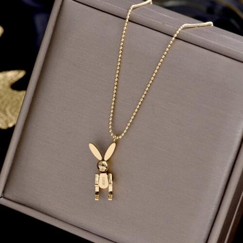CANZE Titanium Steel Rabbit Bear Necklace Temperament Simple and Exquisite Style Pendant Chain Women Trend Design Necklace