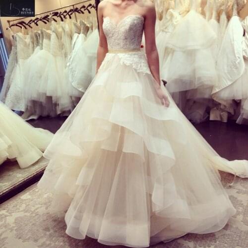 Vestido de Noiva 2020 White Ivory Wedding Dress Sweetheart Neck Lace Beaded Ball Gown Bride wedding gown Robe De Mariee