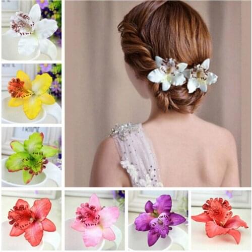 1PC Colorful Bridal Wedding Orchid Flower Hair Clip Barrette Women Girls Accessories