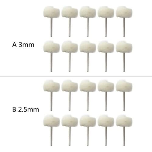 10pcs 1" Wool Grinding Head Polishing Buffing Wheel 2.35/3mm Grinding Head Shank Cotton Thread Polishing Brush for Drill