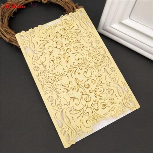 10pcs Romantic Wedding Invitation Card Groom Bride Carved Pattern Wedding Card Hollow Out Wedding Banquet Party Supply 6Z SH073