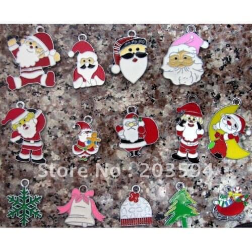 100Pcs Wholesale Mixed alloy enamel christmas charms jewerly findings