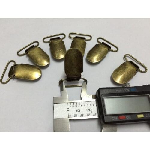 2.5CM Antique Bronze Metal Lead Free Suspender Trousers Pacifier Paci Clips For Craft Ribbon Project Sewing Plastic Insert 10pcs