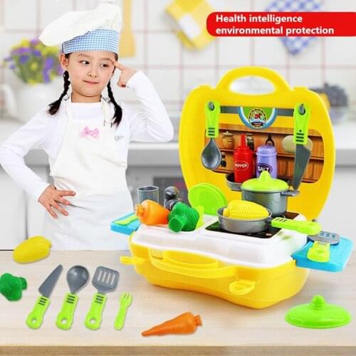 26pcs/Set Kitchen tools toys DIY Cooking Food Cookware Role Play parent-child interaction Kids Puzzle toy for children Gift
