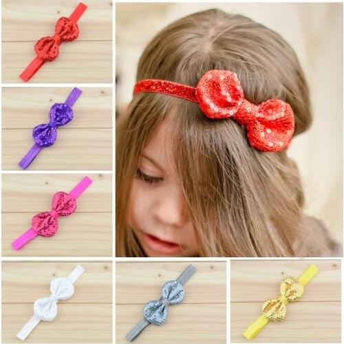 30 pcs/lot , Sequin Bow Headband , Bow Headband , Stretch Headband