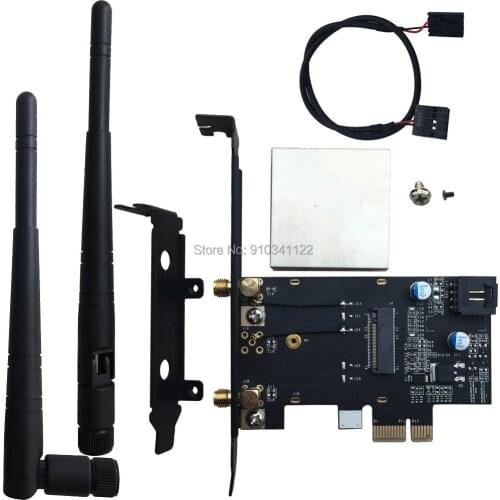 NGFF To PCIe 1X 8X 16X Desktop WLAN CARD Bracket Tray Adapter for Intel 8260AC 7260AC 7265AC 3165AC 3160AC BN AN DW1560Z Card