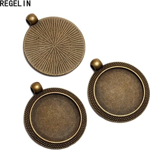 REGELIN Antique Bronze Pendant Setting 10pcs/lot Inner size 25mm Diy Blank Jewlery Tray C797 Jewelry Accessories