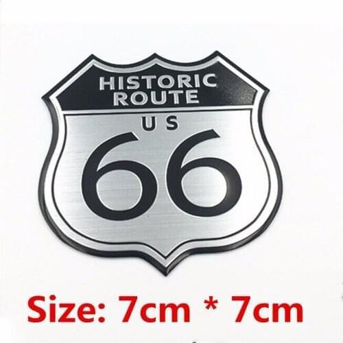 Car Emblem Badge Sticker Motorcycle Bike Helmet Decal Metal Route 66 For Cadillac XT4 XT5 US SRX Ford Buick Chevy Jeep GMC