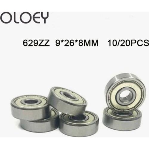 Free Shipping 10/20Pcs 629zz 9*26*8mm 629z 629ZZ Miniature Deep Groove Ball Bearings ABEC-1