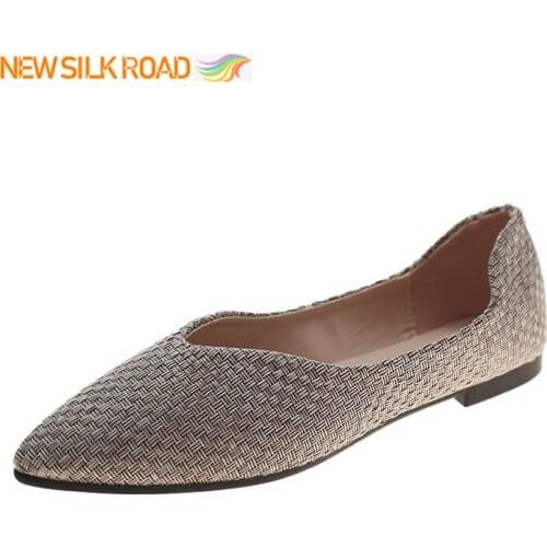 Women Shoes Flat Concise Style Knit Woven Technology Point Toe Shallow Mouth Soft Bottom Soles Ladies Zapatos De Mujer Female
