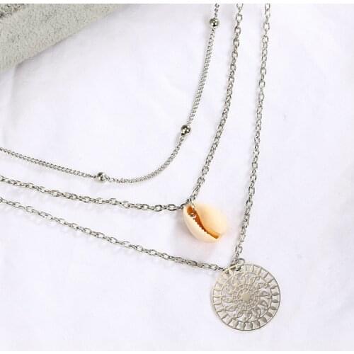 Bohemian Fashion Shell Hollow Flower Beads Necklace for Women Personality Multi-layer Chains Necklaces Jewelry Gifts