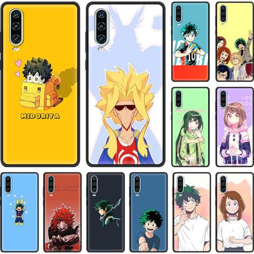 Cute Anime My hero academia Luxury Phone Case for Huawei P Smart Z 2019 P40 P30 Lite P20 P10 Pro E 2020 2021 5G Black Cover
