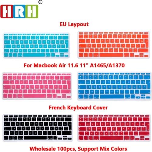 HRH High Quality Wholesale 100pcs AZERTY French Silicone Keyboard Cover Skin Protective Film for Macbook Air 11.6Inch EU Version