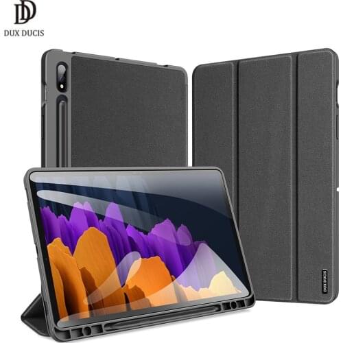 Luxury Tablet Case for Samsung galaxy Tab S7 Plus Tab S7 FE Smart Sleep-Wake DOMO Series Trifold-Stand Protective Case Cover
