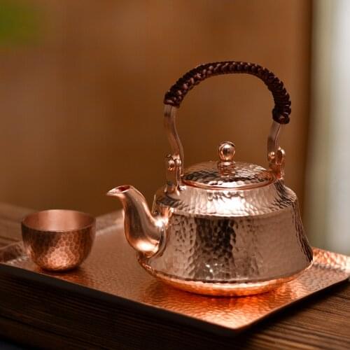 Pure Copper Tea Kettle Handmade Teapot Retro Pot for Kung Fu Tea Teaware 400ML