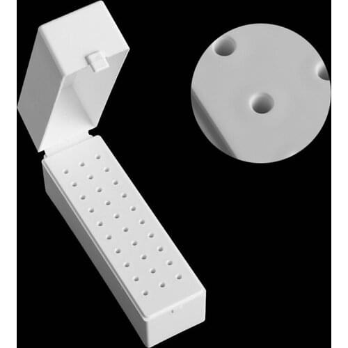 30 Holes Nail Drill Bits Holder Dustproof Nail Drill Bit Stand Display Organizer Box Container with Cover, Manicure Tools