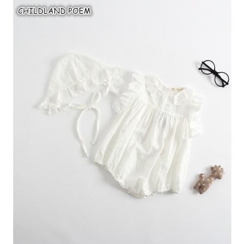 Baby Clothes 2019 Summer Newborn Baby Girl Clothes 100% Cotton Baby Romper Lace Infant Baby Girl Boy Romper Jumpsuit With Hat