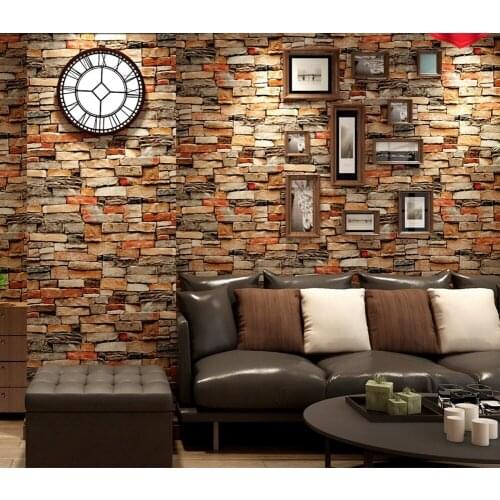 Home Decor 3D PVC Wood Grain Wall Paper Brick Stone Wallpaper Self-Adhesive Living Room Bedroom 3D Wallpaper Decoration