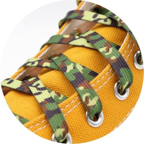 Coolstring Top 8MM 1 Pair Camouflage Flat Shoelaces Accessories Heat Transfer Printing Ropes Men Women Canvas Mountain Boot Cord
