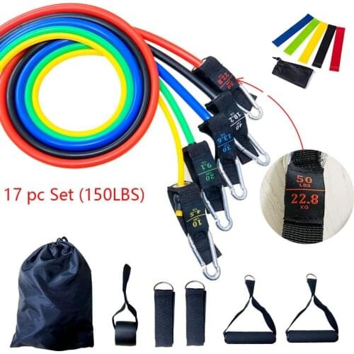 17pcs Resistance Bands Set Fitness Body Building Elastic Sports Band Training Expander Pull Rope Gym Fitness Equipment
