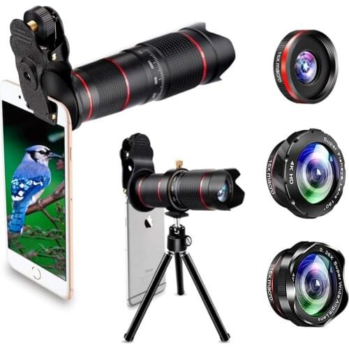 Double Regulation Phone Camera Lens kits:15X Telephoto Lens+Super Wide Angle&Fisheye&Macro Lens (2 Lens) For Most of iOS,Android