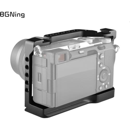 DSLR Camera Cage for Sony A7C Housing Case Cold Shoe 1/4'' Arri Hole for Microphone LED Fill Light Extension