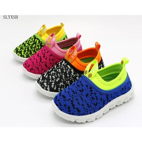 SLYXSH Best Price Kids Shoes Baby Boy Girl Shoes Candy Color Woven Fabric Air Mesh Children Casual Sneakers For Boys Girls