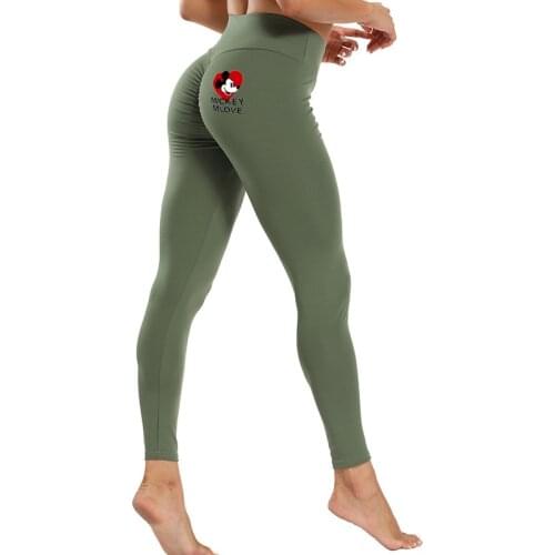 Disney mickey printing Women solid color hip-lifting high-waist peach hip sweat-absorbent yoga pants sports and leisure leggings