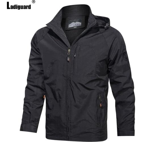 Plus Size 4xl 5xl Men Fashion Zipper Pocket Jackets 2021 Autumn Long Sleeve Hooded Coats Outdoor Casual Mens Top Slim Outerwear