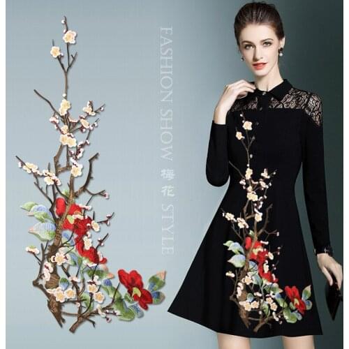 Great Quality Very Big TYPE Embroidery Flower Sew On Patch Applique diy Crafts Clothes Accessories Badges 36CM X 75CM