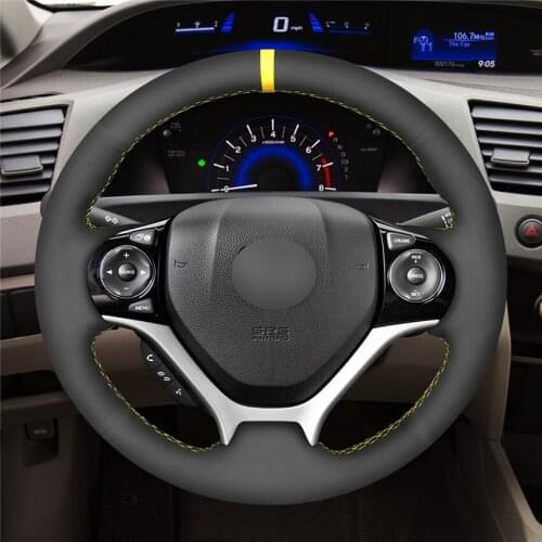DIY Anti-Slip Wear-Resistant Steering Wheel Cover For Honda Civic 9th 2012-2017 Car Interior Decoration