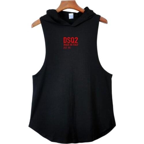 2021 New DSQ2 Outdoor Bodybuilding Mens Hooded Sports Vest/T-Shirt 001