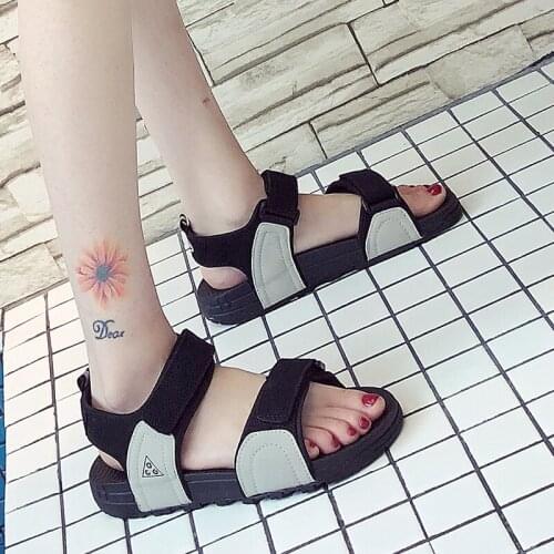 New simple mens and womens sandals student summer Korean sports leisure Yuenan flat heel large size beach shoes