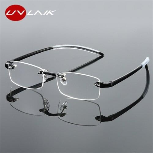 UVLAIK Rimless Reading Glasses Men Women Ultra-light Frameless TR90 Transparent Glasses Spectacles Glasses 1.5 2.0 2.5 3.0 3.5
