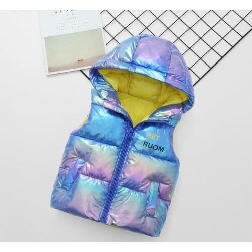 Boys Girls Vset jacket Childrens Down Jacket Cotton Vest Warm Vest Autumn Winter Baby Hooded Vest Coat For Kids 1-8 Years
