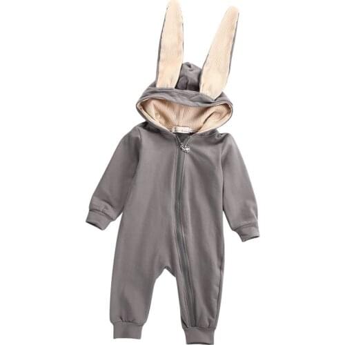 Newborn Infant Baby Girl Boy Clothes Cute 3D Bunny Ear Romper Jumpsuit Playsuit Autumn Winter Warm Bebes Rompers One Piece