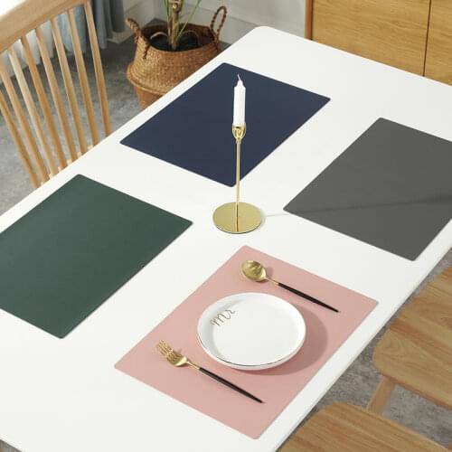 Rectangular Table Mat PU Leather Placemat Waterproof Greaseproof Pad Kitchen for Dining Table Anti-scalding Insulation Pads