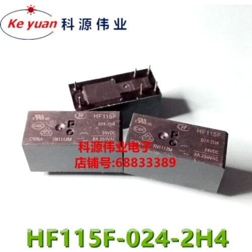 Relay JQX-115F-024-2H4 24VDC HF115F-024-2H4 8A/6PIN