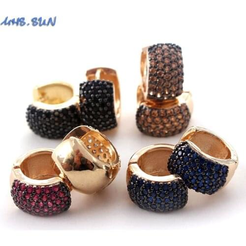 MHS.SUN Luxury Zircon Paved Hoop Earrings Women/Girls Mosaic Zirconia Loop Earrings Round Ear Jewelry For Party Gifts