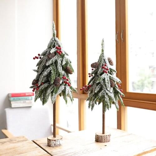 Christmas decoration desktop mini falling snow upside down Christmas tree decoration wooden floor pine showcase scene layout
