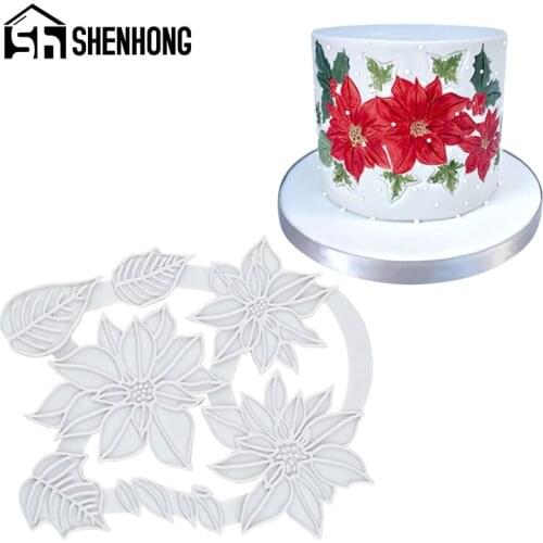 SHENHONG Petal Vine Silicone Fondant Cake Mold Christmas Flower Pastry Dessert Decorating Tools Sugarcraft Gumpaste Baking Mould