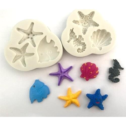 Sea Shells Starfish Shaped Silicone Cake Mold Sugar Craft Fondant Cake Decorating Tool Kitchen Chocolate Candy Baking Tool