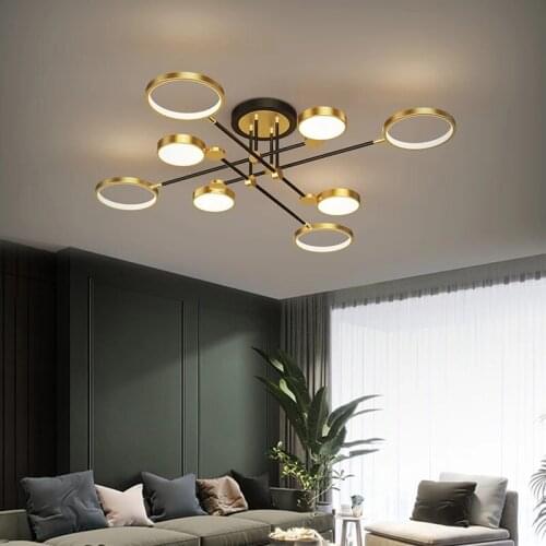Modern LED Chandelier For Living Room Bedroom Pendant Lights Gold / black Frame Aluminum Lighting Indoor Fixture Light Lustres
